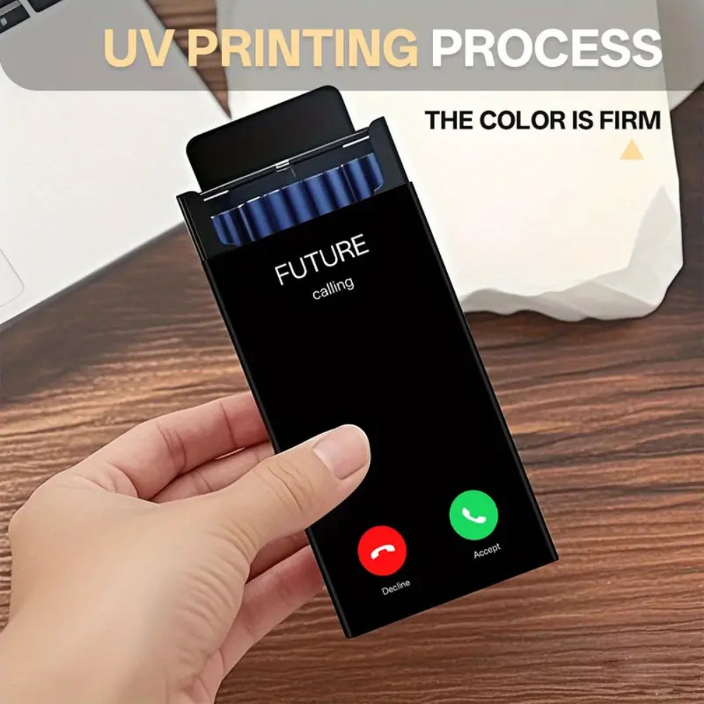 Phone Holder - Kayar Kapaklı, İnce Metal Sigara Kutusu,